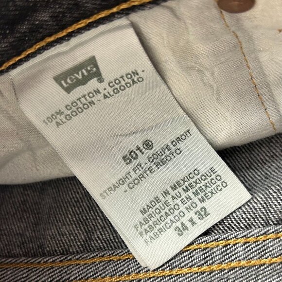 Levi's 501 Original Black Jeans Size 32x30 Straight Leg Skate Y2K Button Fly - Picture 8 of 9